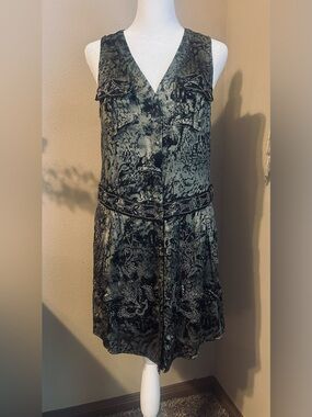 Haute Hippie Beaded Silk Snap Front Mini Dress Pockets M